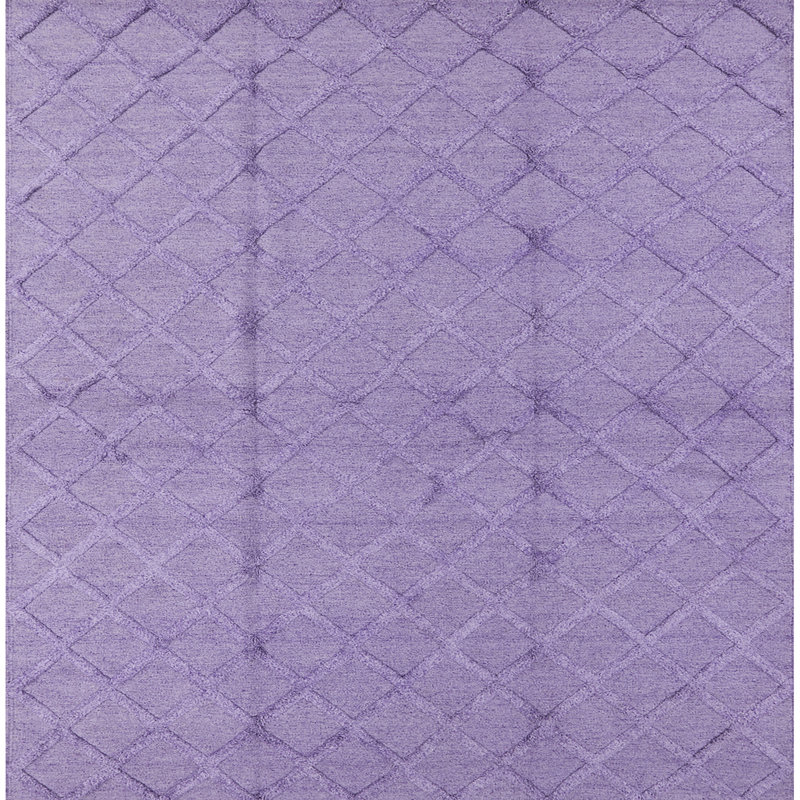 Tapis mauve à motif géométrique, Carré 3 pi