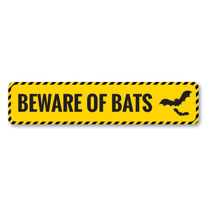 Panneau «Beware of Bats» en aluminium, H 4 po x l 18 po x P 0,04 po