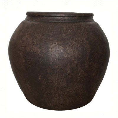 12" H x 14" Dia Fiberstone Vintage Style Planter with Drainage Hole, Indoor/Outdoor Large Plant Pot for Home Patio Garden, Ideal for Artificial Tree/Plants