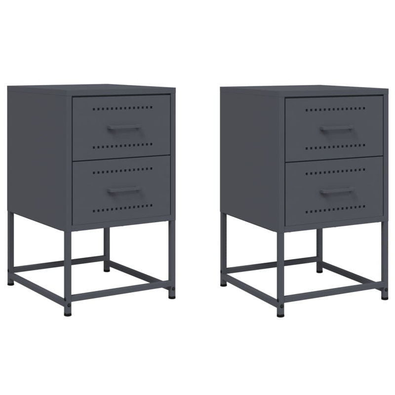Bedside Cabinet 36x39x60.5 cm Steel, Anthracite, 2