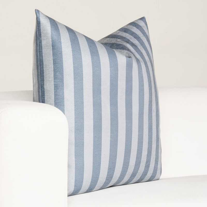 Coussin Birch Lane, Polyester, Rayures bleues, Carré 26 po