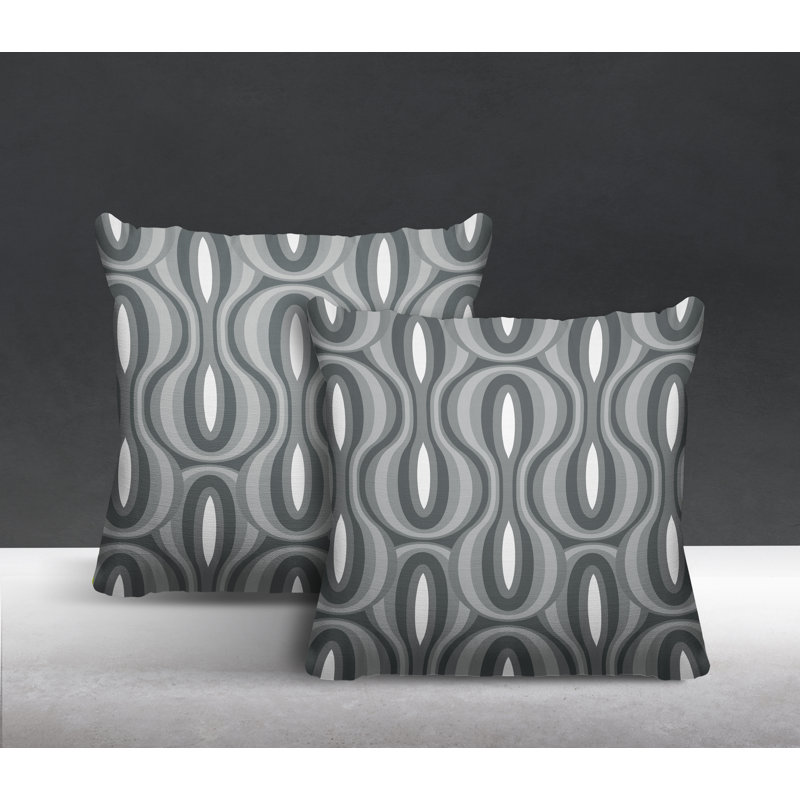 Coussin décoratif intérieur / extérieur Ikat, L 17 po x H 17 po, Gris