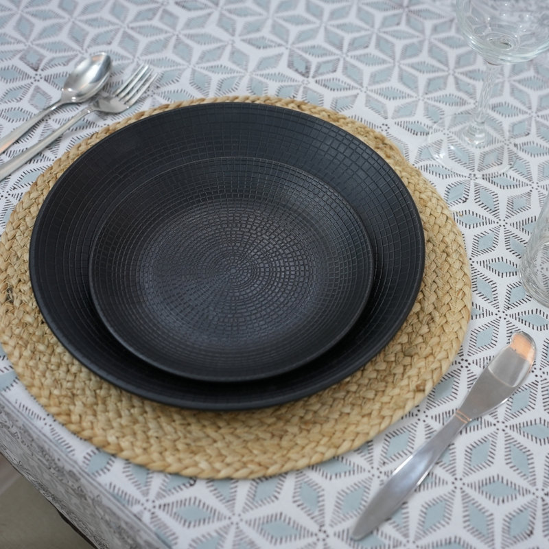 Couverture de table à imprimé géométrique - gris et blanc élégant, Shatkon, gris, L 60 po x L 60 po