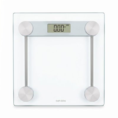 Pèse-personne pour salle de bain avec grand écran ACL Bath Bliss | Capacité de 400 lb en verre trempé de couleur argent | Pèse-personne sur pied