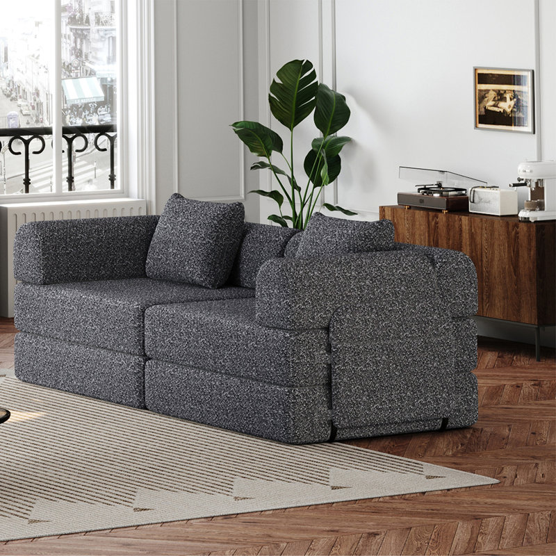 Canapé-lit en chenille de 72,4 pouces avec deux poches de rangement latérales
