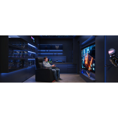 Canapé de cinéma maison inclinable électrique en cuir véritable avec lumières DEL et deux fauteuils inclinables