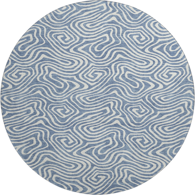 Premium Machine Washable Diskin AMF1030 Swirls Rug, Round 8'