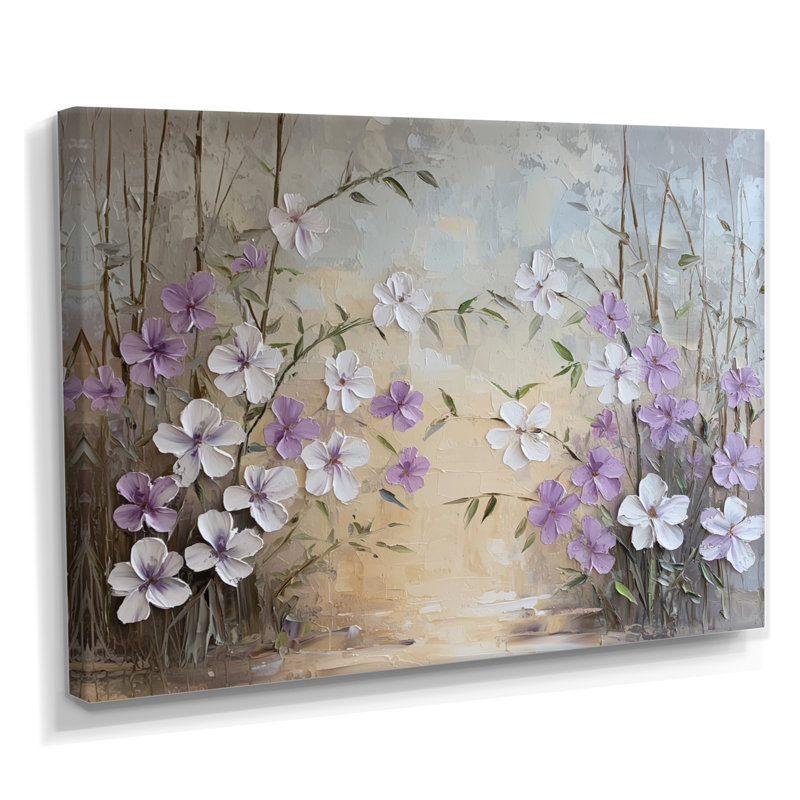Minimalist Lavender Horizon - Lavande, art mural, Toile tendue sur cadre, H 16 po x l 32 po, Ne s’applique pas