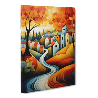 Landscape Cubism Art - Wrapped Canvas