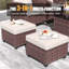Lark Manor™ 7 Pieces Patio Furniture Set with Swivel Chairs, Rattan Wicker Rocking Glide Chairs with 44" Propane Gas Fire Pit Table Conversation Set-1374034805