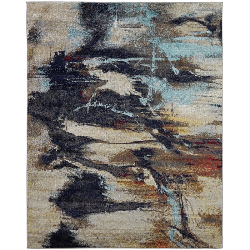 Stehouse Abstract Area Rug in Earth/Sky, Rectangle 4' x 6'
