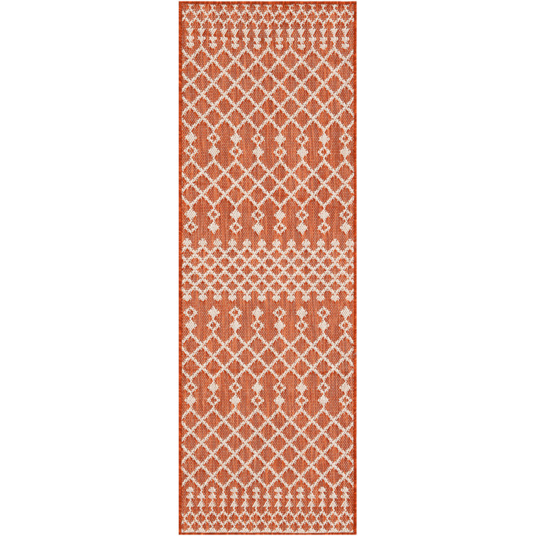 Robbs Rectangle Indoor/Outdoor Area Rug in Terracotta/Orange