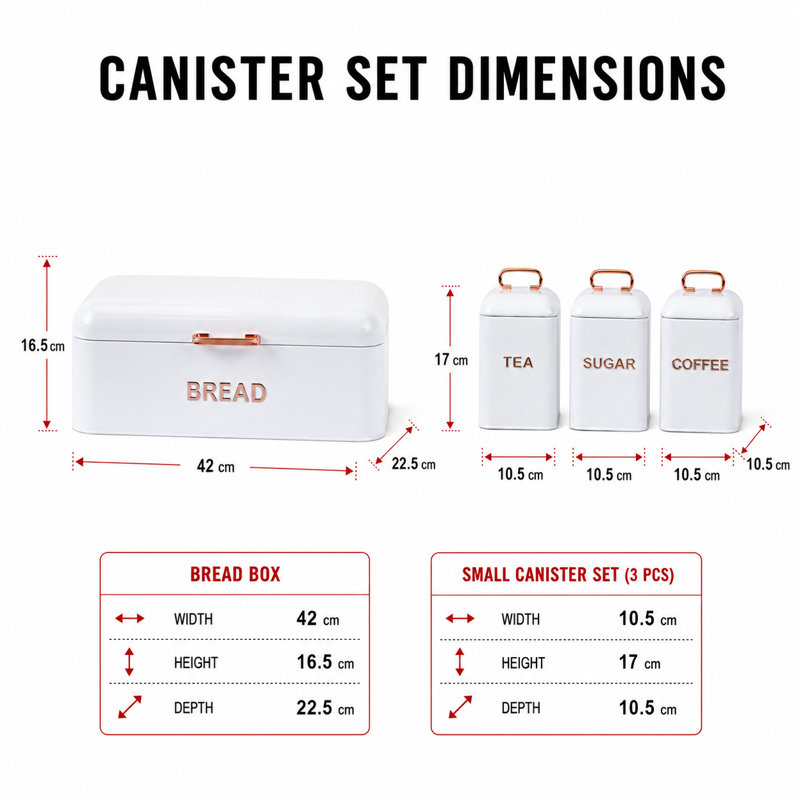 Bread Bin & Canister Sets Steel Canister, Black/Gold