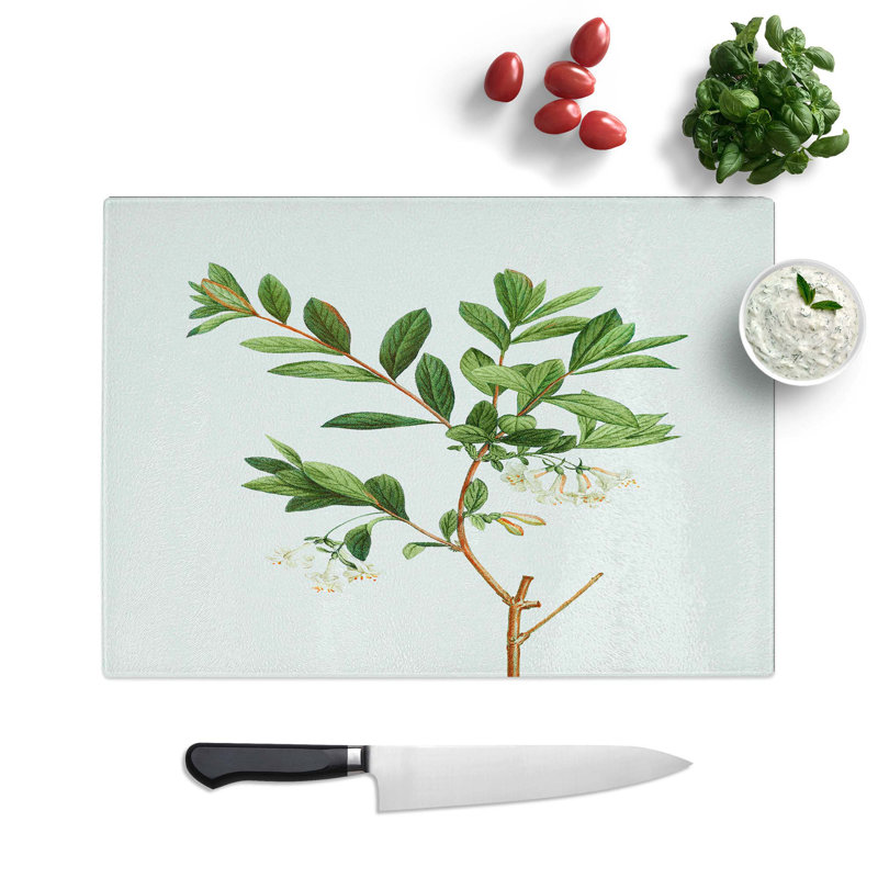 Tempered Glass White Honeysuckle Flowers by Pierre-Joseph Redoute Chopping Board, 39 cm W x 28.5 cm L