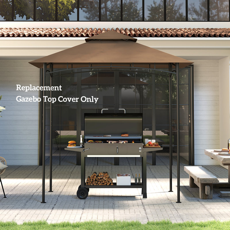 Brown Polyester Double Tiered Grill Gazebo Replacement Canopy Cover