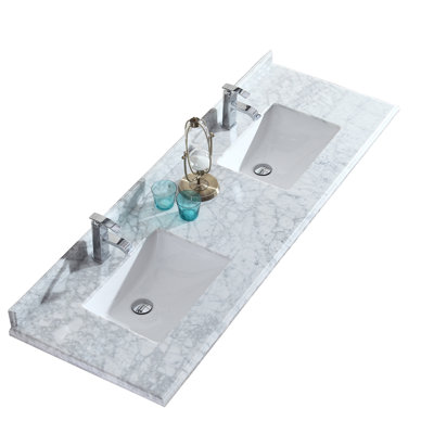 Plateau de meuble-lavabo double 61 "avec lavabo