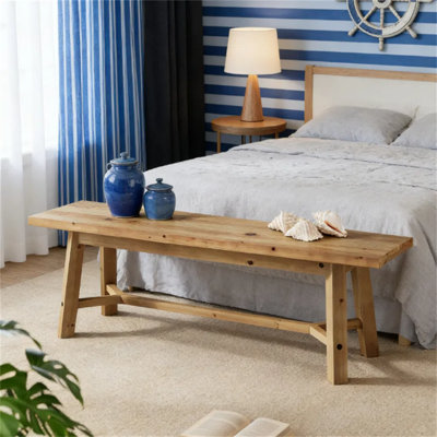 Banc de salle à manger rustique en bois massif de 140 cm (55 po), banc d'entrée de style campagnard, capacité de charge de 180 kg (400 lb) pour salle à manger, couloir, chambre