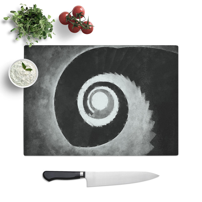 Tempered Glass Spiral Staircase Abstract Chopping Board, 20 cm x 28.5 cm