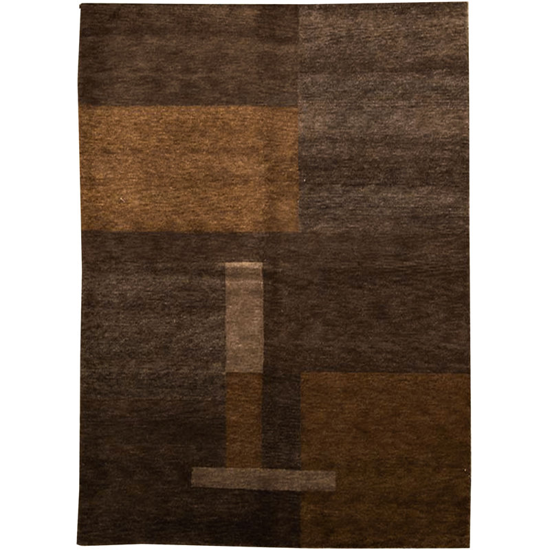 Himalayan Wool Geometric Area Rug in Brown
