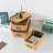 Kraft Decorative Boxes With Light Leather Lids, Set Of 3 Cardboard Memory Boxes For Keepsakes With Bronze Label Holders, Perfect For Home And Office Decor And Organizing