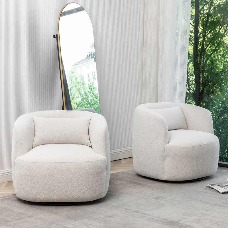 Fauteuil pivotant 34 po Bolton, Beige bouclé