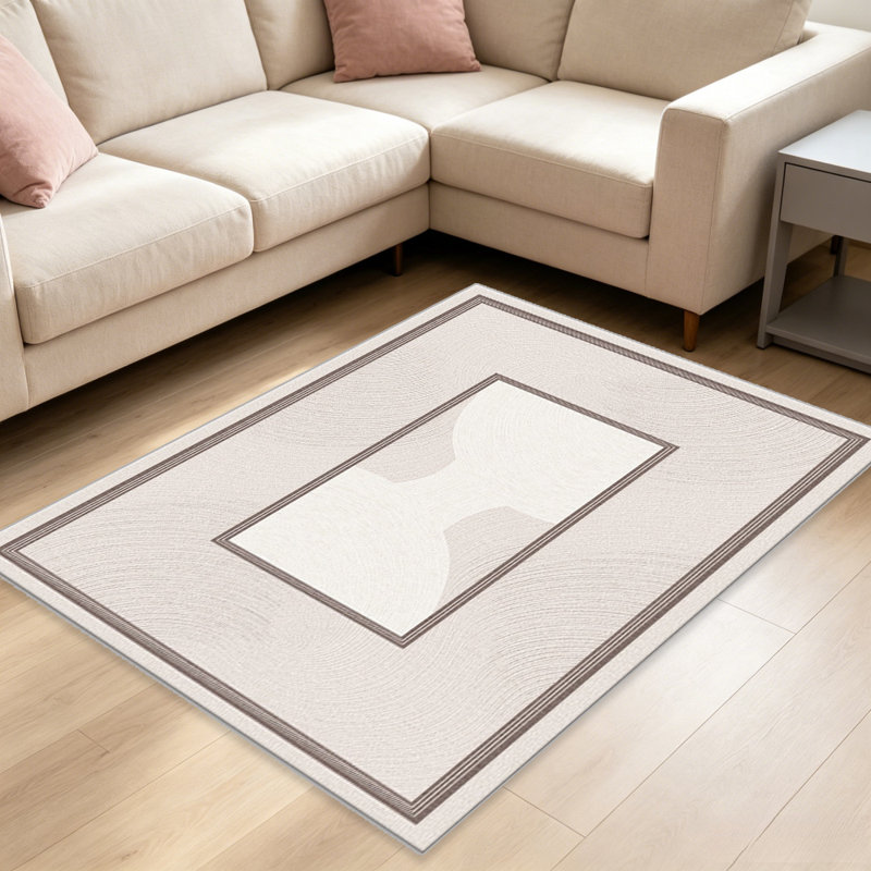 Beige Swirl Border carpet-easy to clean, machine-washable, soft and comfortable; suitable for door mats, kitchens, living rooms, bedrooms, corridors, and laundry areas. Easy to clean, durable carpet for home decoration.