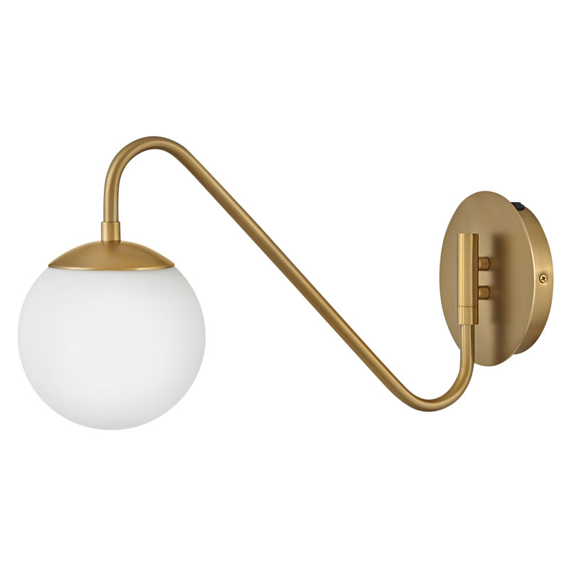 Granger Steel Plug-in Swing Arm Sconce, Lacquered Brass