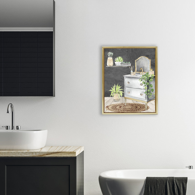 Cadre flottant pour salle de bain Relaxed Green, design par Kim Allen, H 21 po x l 17 po, Cadre flottant métallique doré