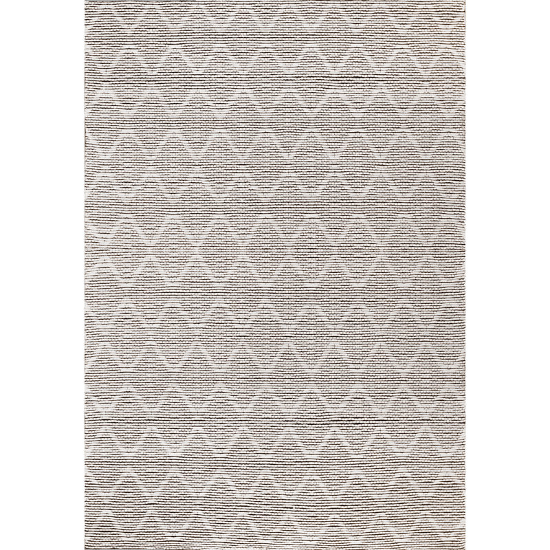 Tapis géométrique tissé à plat à la main ivoire / gris anthracite, Rectangle de 5 pi x 8 pi