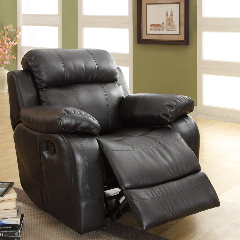 Cox Upholstered Recliner, Black Faux Leather