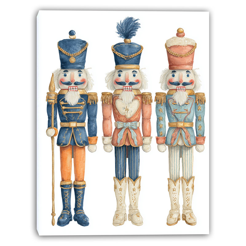 «Festive Nutcracker Trio», art mural sur toile tendue, H 24 po x l 16 po