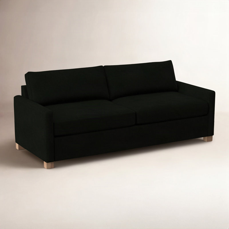 Louisa 87'' Square Arm Sofa Bed, Dorset Black Performance Chenille