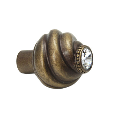 Caché knob with Swarovski Clear Crystalsin Gilded Mercury