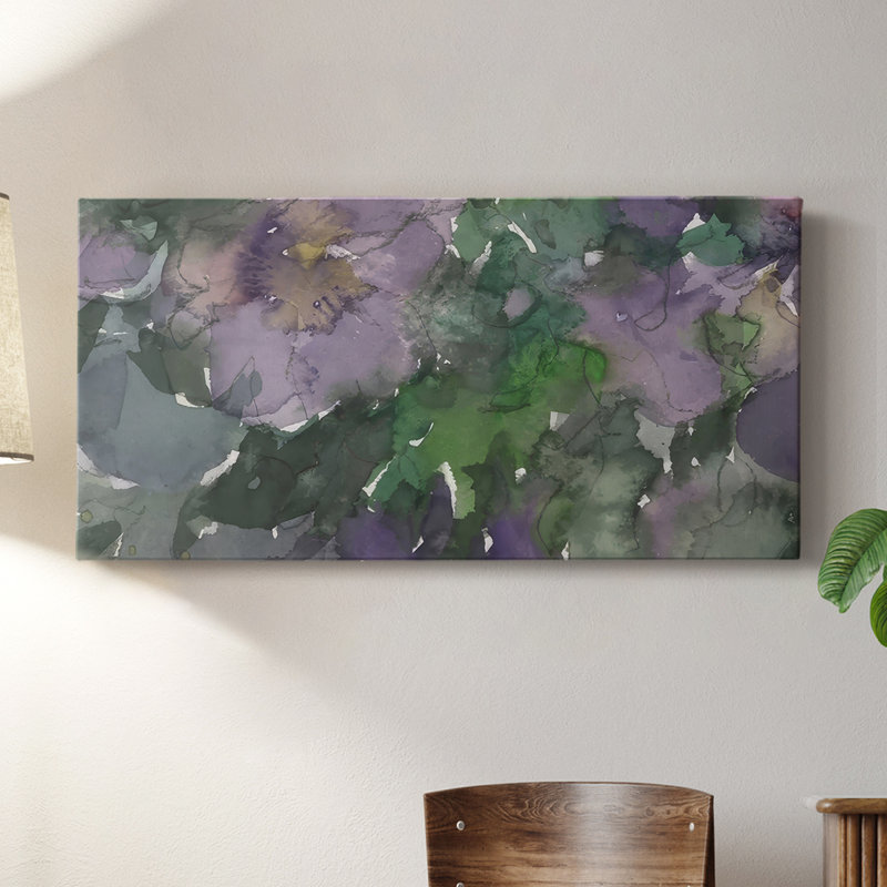 Langage des violettes II - Toile tendue avec châssis - Prêt à accrocher, H 16 po x l 32 po