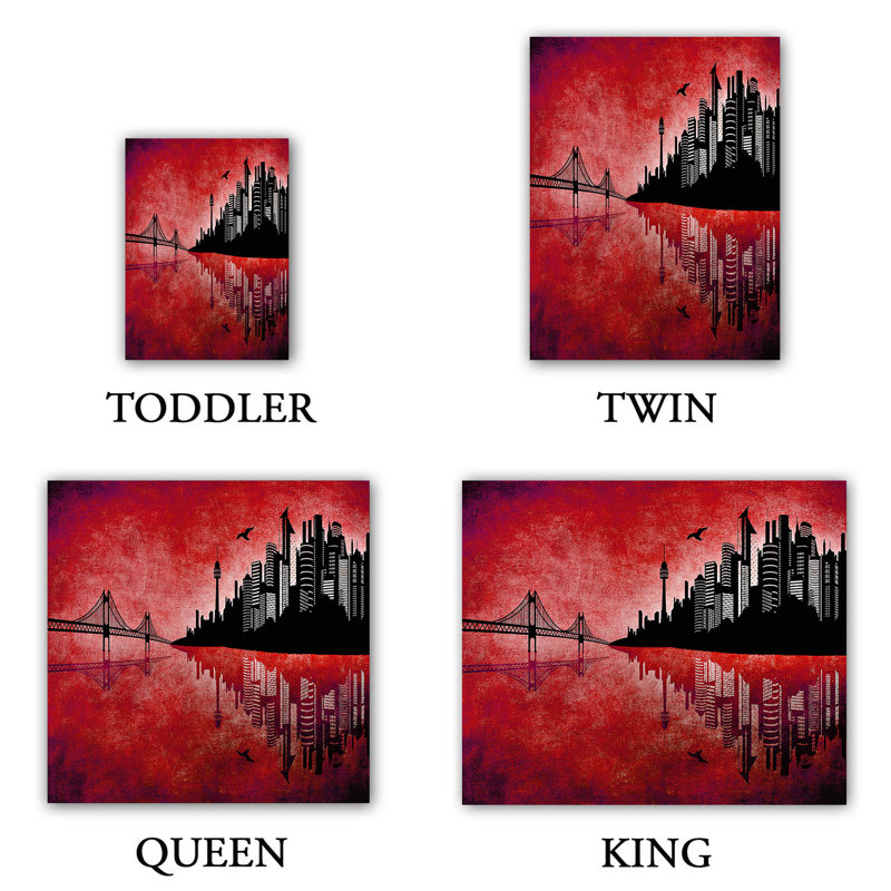  Ensemble de housse de couette Angelina VIck Hubris Mankind, 1 housse de couette grand + 2 taies standards, Rouge / noir