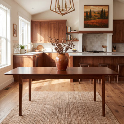 62.5''-82.5''Modern Extendable Dining Table With Solid Wood Legs and Butterfly Leaf, Rectangular Dining Table For Dining Room/Kitchen