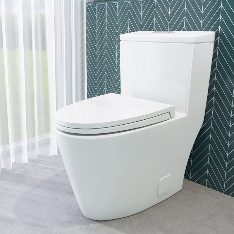 One Piece Toilet With Comfort Height And Soft-Closing Seat, Poweful Dual Flush 1/1.6 GPF,  Standard Toilet For Bathroom, Ceramic Nano-Glazed Surface, Full Skirted