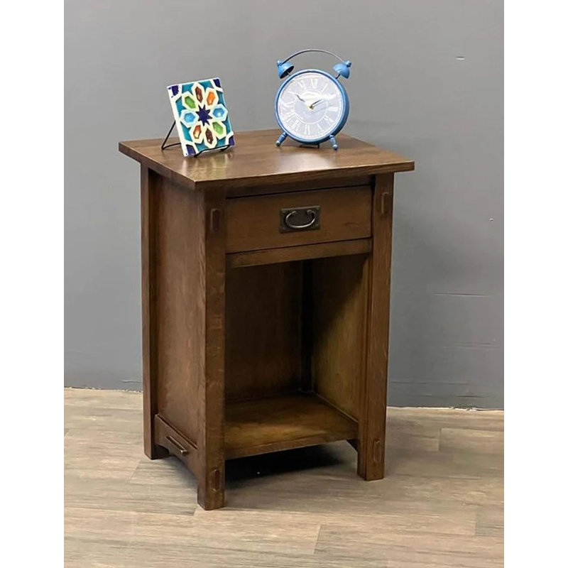 Table de bout en bois massif avec rangement Shabbona