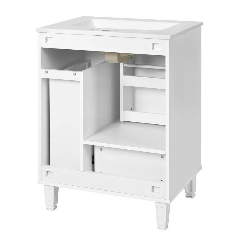 Meuble-lavabo simple 24 po avec comptoir en céramique 24 po, Blanc