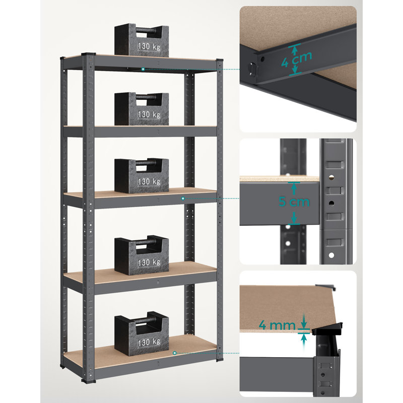 90cm W Steel Shelving Unit, Grey