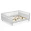 Lit plateforme double en bois pour enfants, lit double en bois à profil bas avec rails pour filles et garçons, blanc-1892163811