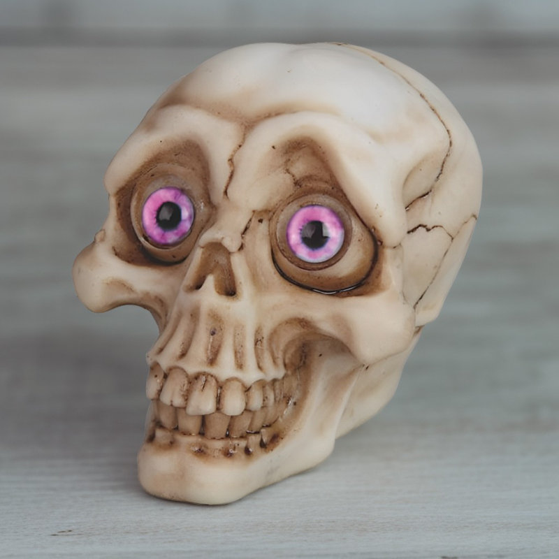 Figurine crâne 3,5 "avec œil mauve, Beige / Mauve, H 4 po x l 3,5 po x P 3,5 po