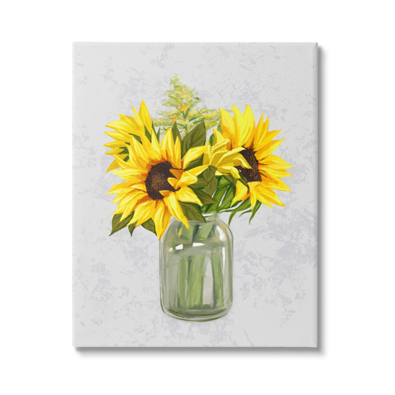 Bouquet de fleurs de tournesol jaunes - pétales de campagne - Peinture sur toile, Toile tendue, H 48 po x l 36 po x P 1,5 po