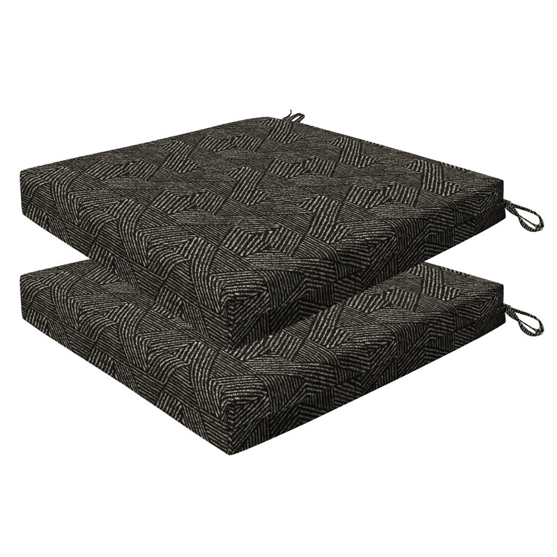 Meridian Outdoor Square Dining Seat Cushion, Tribal Geo Sable, 3" H x 19" W x 19" D