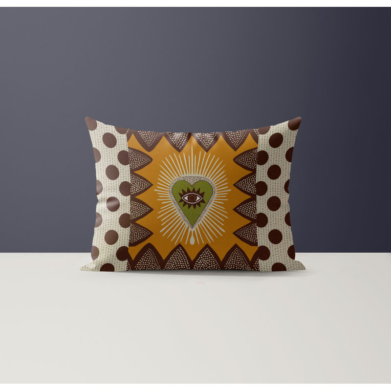 Rento Microsuede Rectangular Pillow, Brown/Green/Yellow/Beige