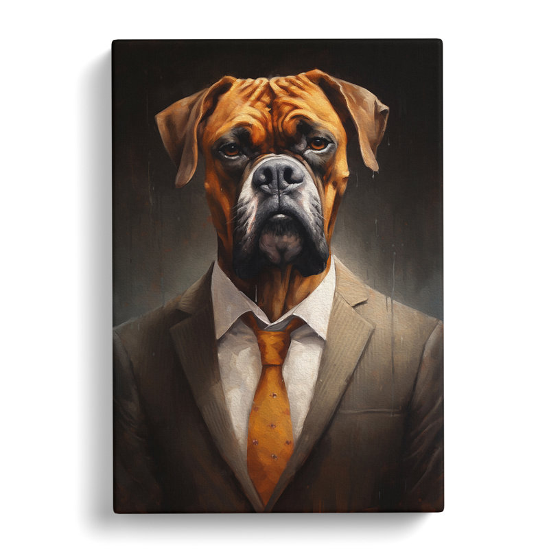 Boxer Dog In A Suit - No Frame Print, 50cm H x 35cm W x 3cm D