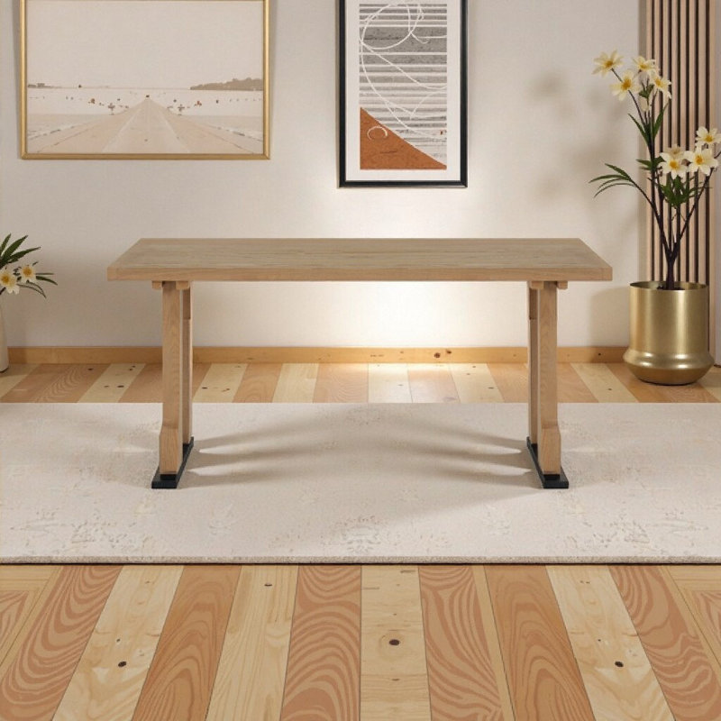 Light Ash Rectangular Farmhouse Dining Table - Seats 6, Effortless Style