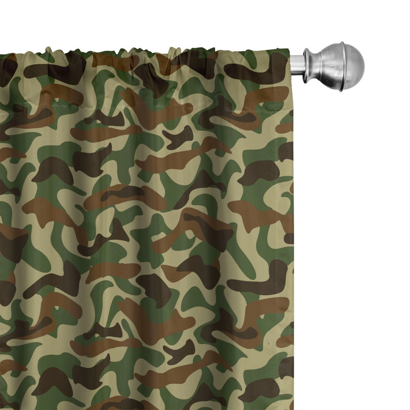 Camouflage Semi-Sheer Rod Pocket Curtain Panels, 28" W x 95" L