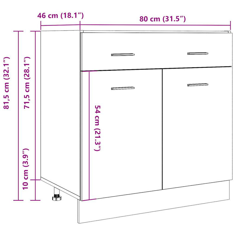 vidaXL Drawer Bottom Cabinet Lyon Artisan Oak 80x46x81,5 cm Engineered Wood