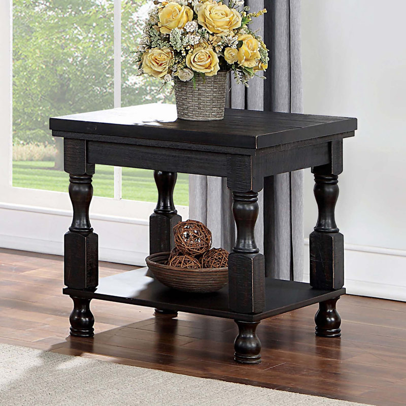 Table de bout de style rustique noir antique 1pc